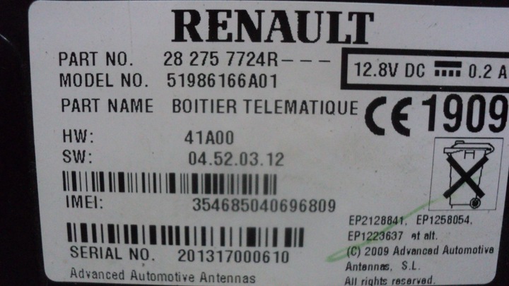 фото №5, Модуль блок управления 282757724r ze kangoo iii 14r- eu