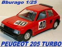 Zdjęcie oferty: Burago 1/25 Peugeot 205 turbo MODEL METAL RALLY +$